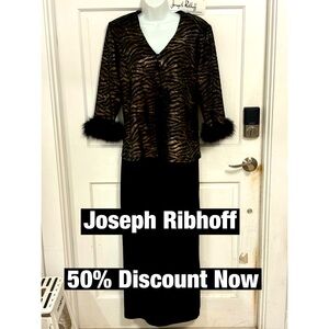 Joseph‎ Ribhoff 2 Piece Gown With Matching Jacket with Fur Cuffs NWT
